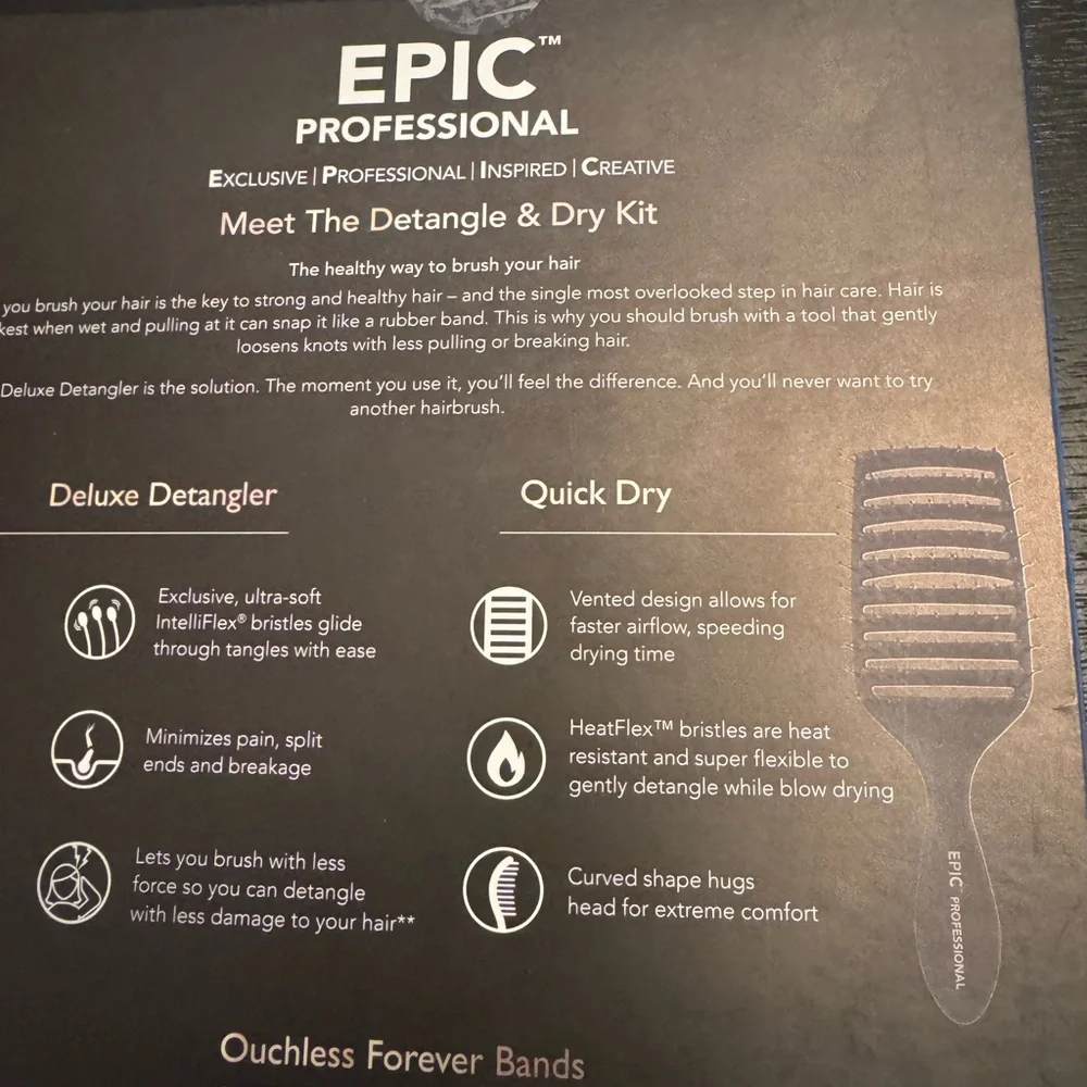 NWT Epic Professional Detangle & Hairbrush Kit